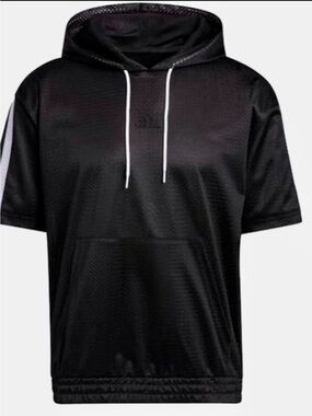 Men's Adidas Black Short-Sleeve Hooded Performance Shirt
